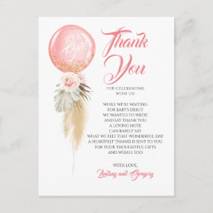 Exotic Foliage Floral Balloon Garland Thank You Postcard