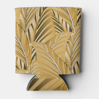 Exotic Foliage: Gold Leaves Pattern Can Cooler