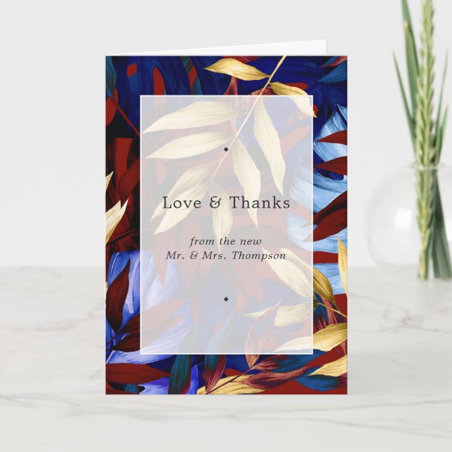 Exotic Forest Wedding Photo Thank You Card (Front)