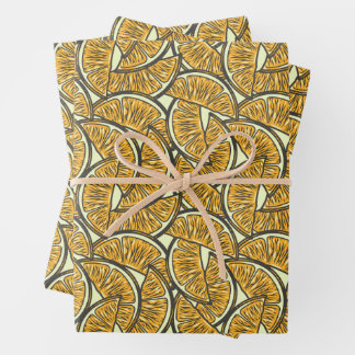 Exotic fruit citrus summer orange patter wrapping paper sheet