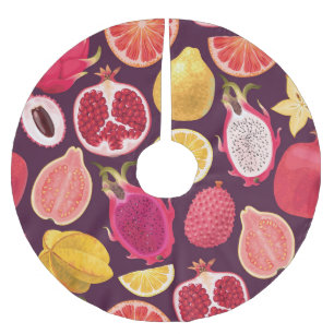Exotic fruit: colourful seamless pattern brushed polyester tree skirt