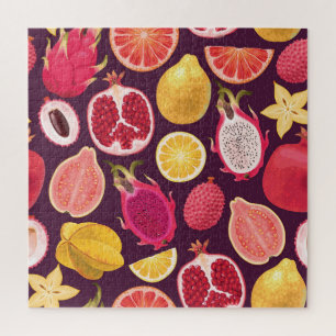 Exotic fruit: colourful seamless pattern jigsaw puzzle