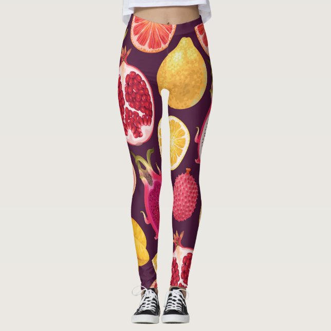 Exotic fruit: colourful seamless pattern leggings (Front)