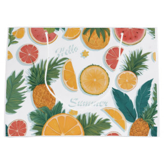 Exotic Fruit floral pattern. Large Gift Bag
