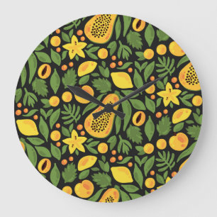 Exotic Fruits: Colourful Summer Seamless Large Clock