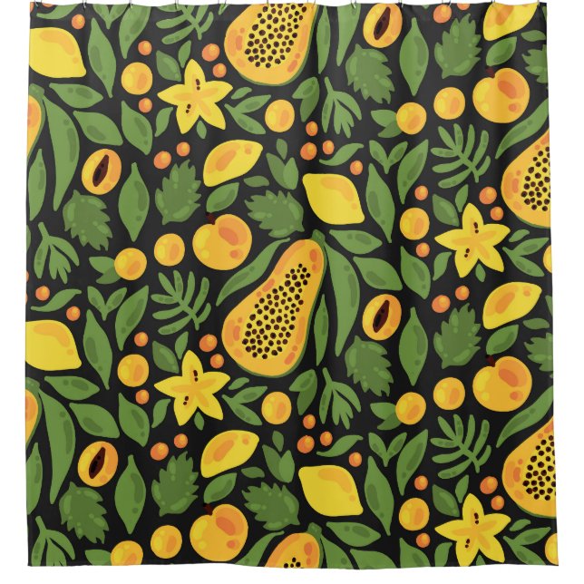 Exotic Fruits: Colourful Summer Seamless Shower Curtain (Front)