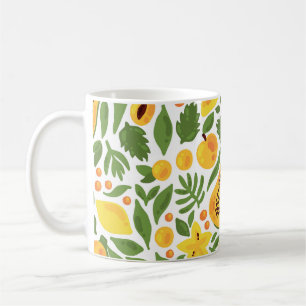Exotic Fruits Ensemble: Papaya, Lemon, Mango Coffee Mug
