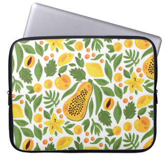 Exotic Fruits Ensemble: Papaya, Lemon, Mango Laptop Sleeve