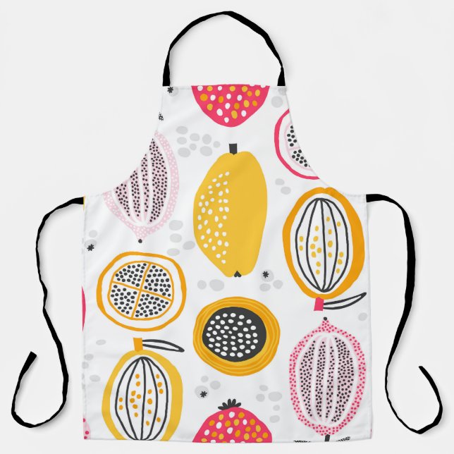 Exotic Fruits Hand-Drawn: Vintage Summer Apron (Front)