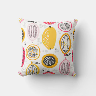 Exotic Fruits Hand-Drawn: Vintage Summer Cushion