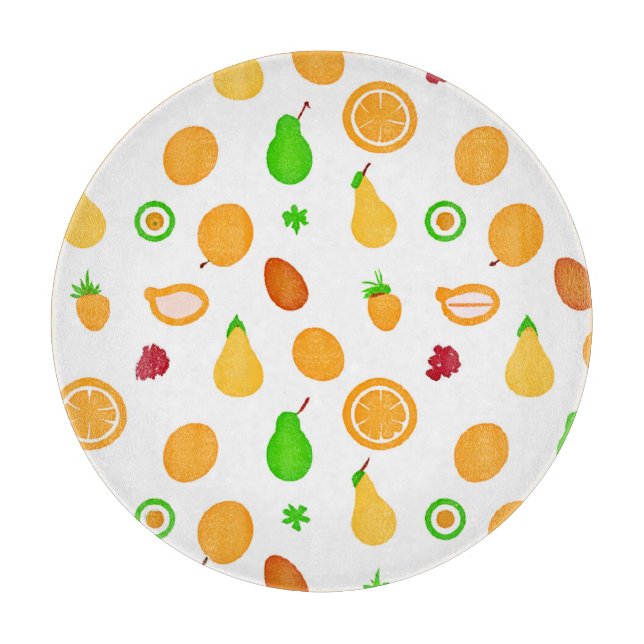 Exotic Fruits Pattern Design Cutting Board (Front)