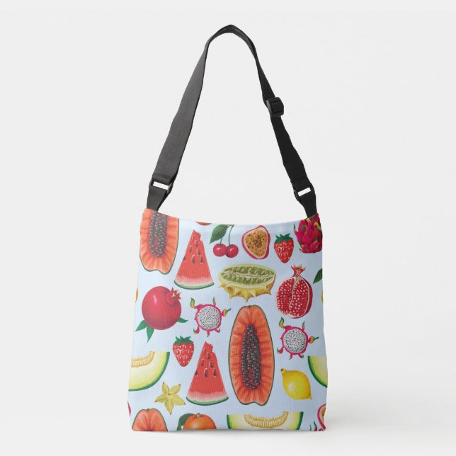 Exotic Fruits: Trendy Print Seamless. Crossbody Bag (Front)