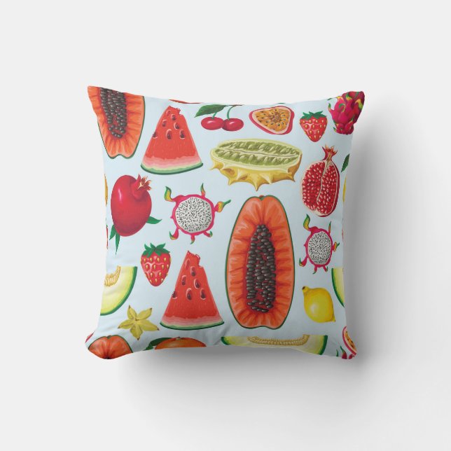 Exotic Fruits: Trendy Print Seamless. Cushion (Front)