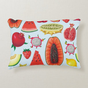 Exotic Fruits: Trendy Print Seamless. Decorative Cushion