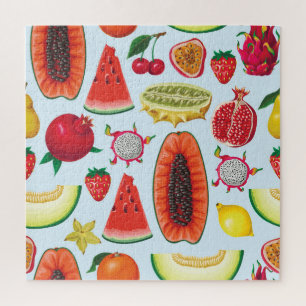 Exotic Fruits: Trendy Print Seamless. Jigsaw Puzzle
