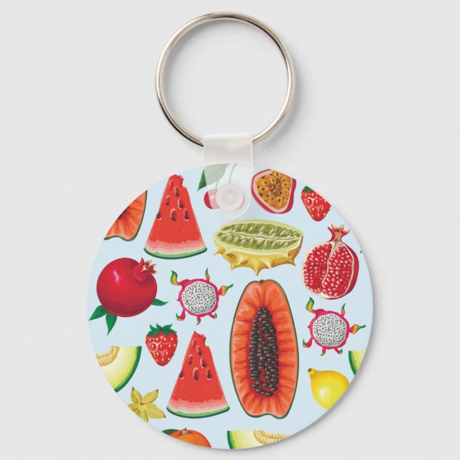 Exotic Fruits: Trendy Print Seamless. Key Ring (Front)