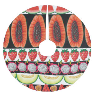 Exotic Fruits Trendy Seamless Pattern Brushed Polyester Tree Skirt