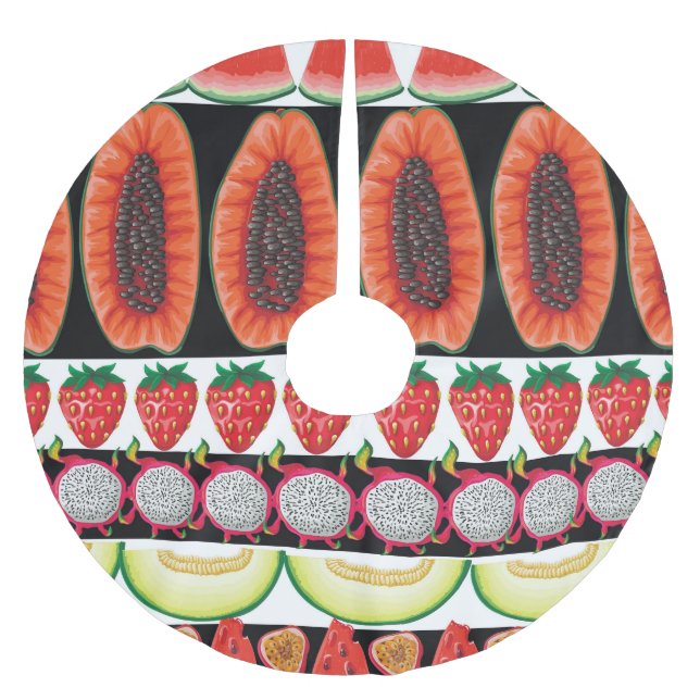 Exotic Fruits Trendy Seamless Pattern Brushed Polyester Tree Skirt (Front)