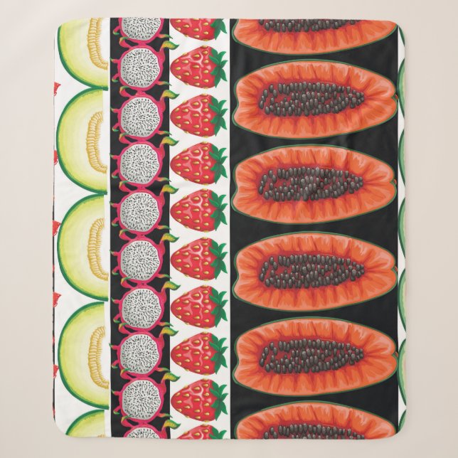 Exotic Fruits Trendy Seamless Pattern Sherpa Blanket (Front)