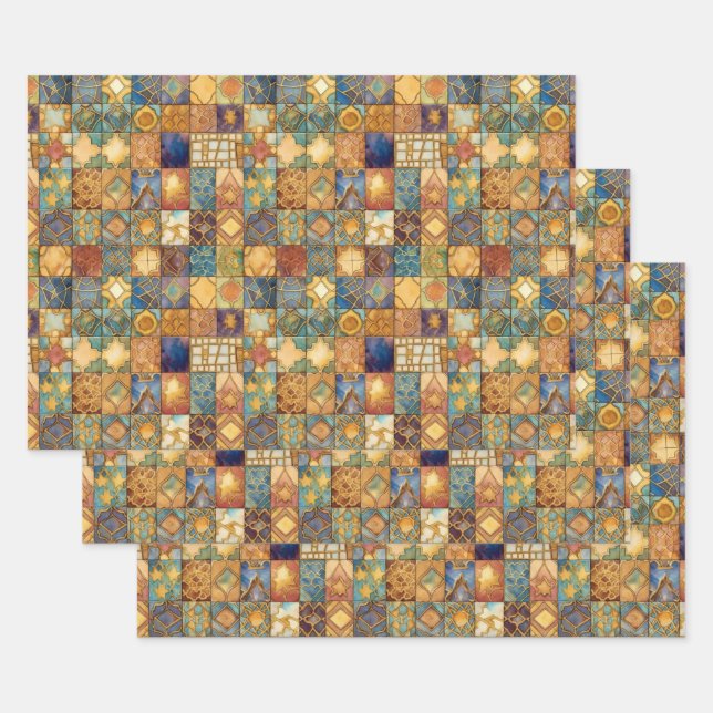 EXOTIC GEOMETRIC DECOUPAGE DECORATIVE PAPER (Set)