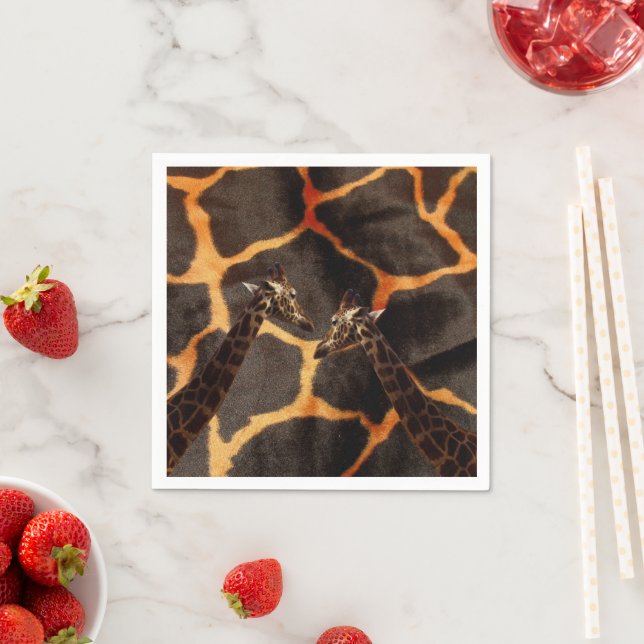 "Exotic Giraffes: On a Giraffe Patterned Canvas" Napkin (Insitu)