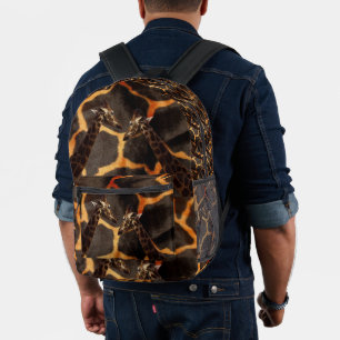 "Exotic Giraffes: On a Giraffe Patterned Canvas" Printed Backpack
