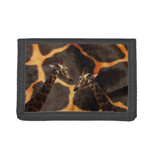"Exotic Giraffes: On a Giraffe Patterned Canvas" Tri-fold Wallet