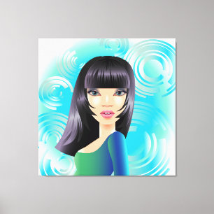 Exotic Girl in Blue  Wrapped Canvas