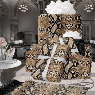 Exotic Gold Brown Python Snakeskin Wrapping Paper