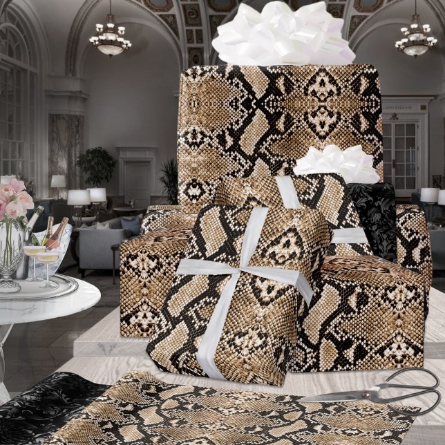 Exotic Gold Brown Python Snakeskin Wrapping Paper (Creator Uploaded)