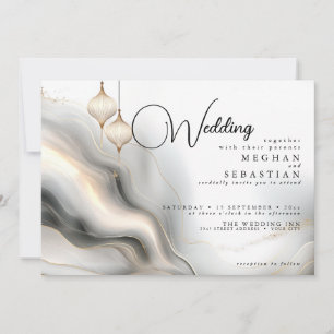 Exotic Gold Charcoal Arabian Flair Invitation