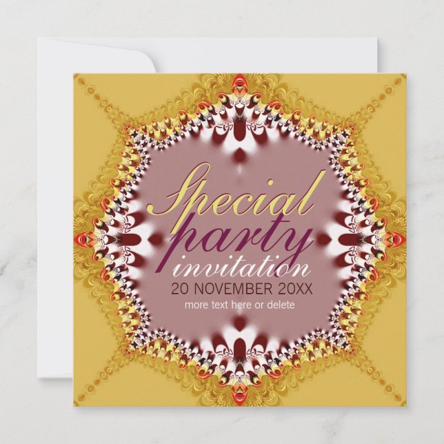 Exotic Gold Girls Boudoir Party  Invitation (Front)
