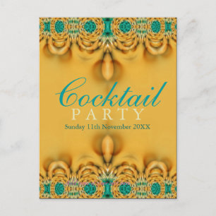 Exotic Gold & Teal Party Invitation Postcard