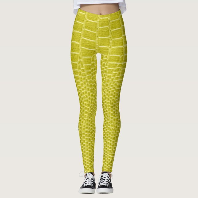 Exotic Golden Lizard Skin Look Leggings (Front)