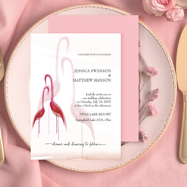 Exotic Golden Pink Flamingo Invitation (Creator Uploaded)