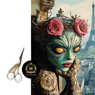 Exotic Gothic Gargoyle Roses Parisian Charm  Tissue Paper