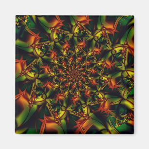 Exotic   Green and Yellow Fractal Art Magnet