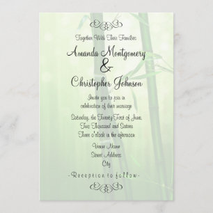 Exotic Green Bamboo Wedding Invitation