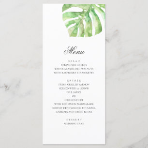 Exotic green leaves. Summer tropical wedding Menu