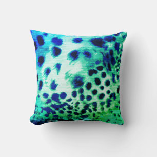 Exotic Green Leopard Print Throw Pillow