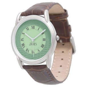 Exotic Green Lizard Skin Look and Your Name Watch