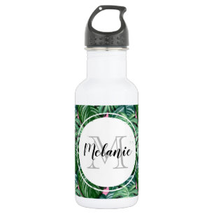 Exotic Green Tropical Leaves Pattern 532 Ml Water Bottle