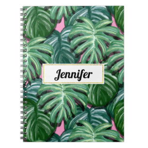 Exotic Green Tropical Leaves Pattern Notebook