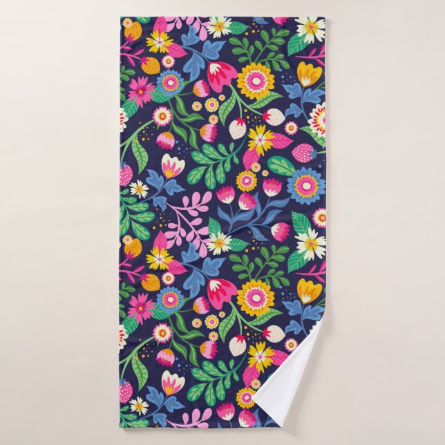 Exotic Hand Painted Floral Pattern-48330 Bath Towel (Bath Towel)