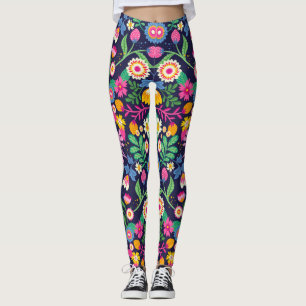 Exotic Hand Painted Floral Pattern-48330 Leggings