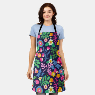 Exotic Hand Painted Floral Pattern Apron