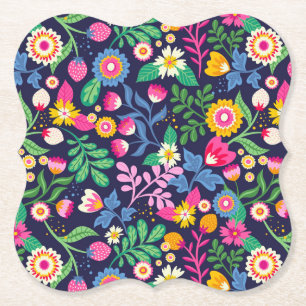 Exotic Hand Painted Floral Pattern Paper Coaster