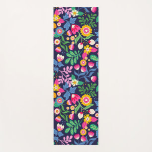 Exotic Hand Painted Floral Pattern Yoga Mat