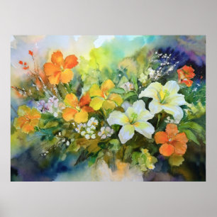 Exotic Hawaiian Flowers Poster