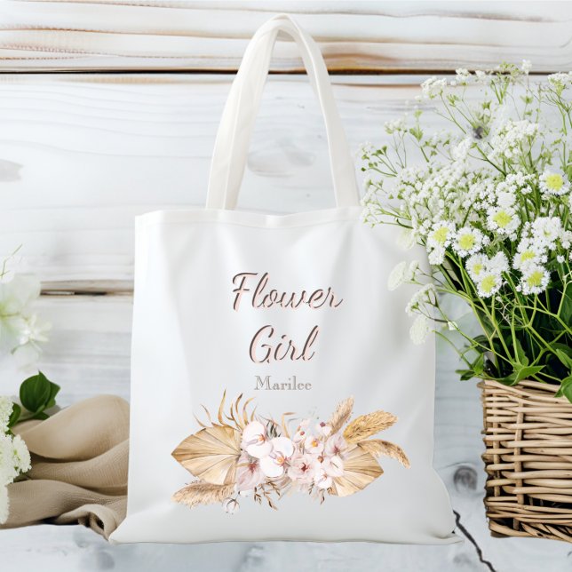 Exotic Hawaiian Orchid Watercolor Flower Girl Tote Bag